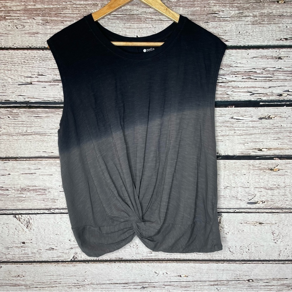 Zella Twist Front Tank Women’s‎ XL Deep Navy / Gray Knotted Front Hem Seamless